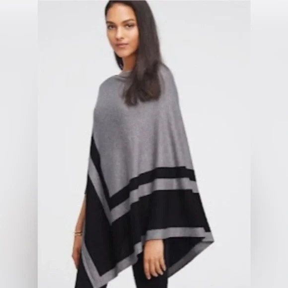Ann Taylor Black & Gray Poncho, Size XS/S. Soft and stylish! - Picture 1 of 11
